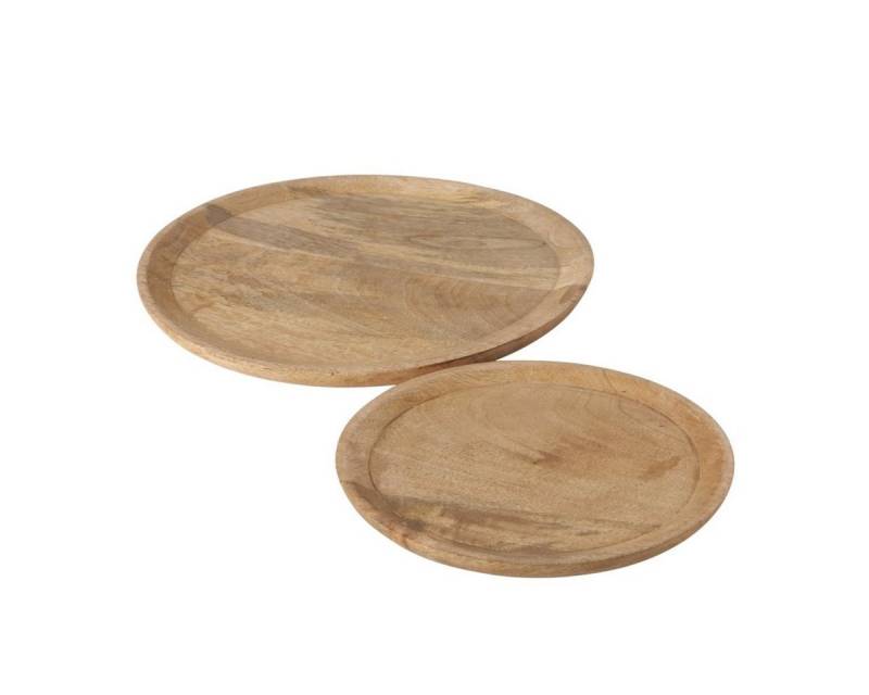 BOLTZE Tablett Boltze Teller Maino 2er Set Serviertablett Mango Holz Ã¸ 26-35cm von BOLTZE