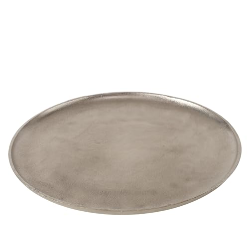 BOLTZE Tablett Phönix (Farbe Silber, aus Aluminium, Höhe 2 cm, Ø 42 cm, Rund, Handgearbeitet, Serviertablett, Dekoration) 2070747 von BOLTZE