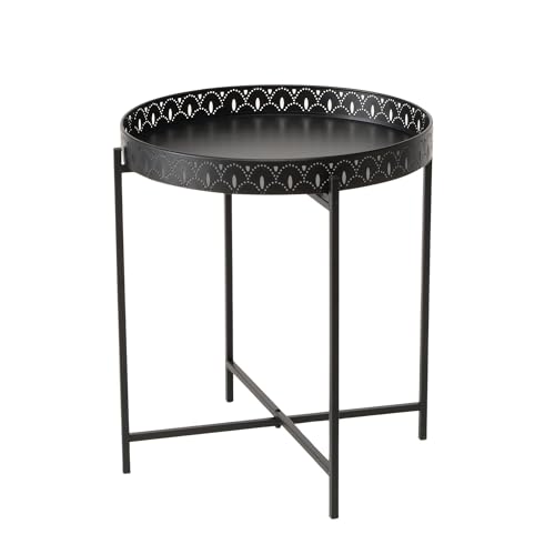 BOLTZE Tabletttisch Elios (Farbe Schwarz, aus Metall lackiert, Höhe 45 cm, Ø 40 cm, Rund, Faltbar, Max. Traglast 10 kg, Serviertisch, Beistelltisch) 2057520 von BOLTZE