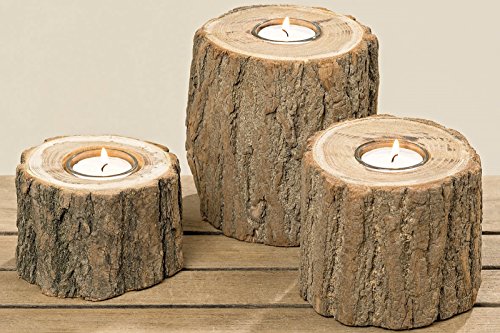 BOLTZE Teelicht Teelichthalter Holz Natur 3er Set H 7-13 cm BOLTZE Teelicht Teelichthalter Holz Natur 3er Set H 7-13 cm von BOLTZE