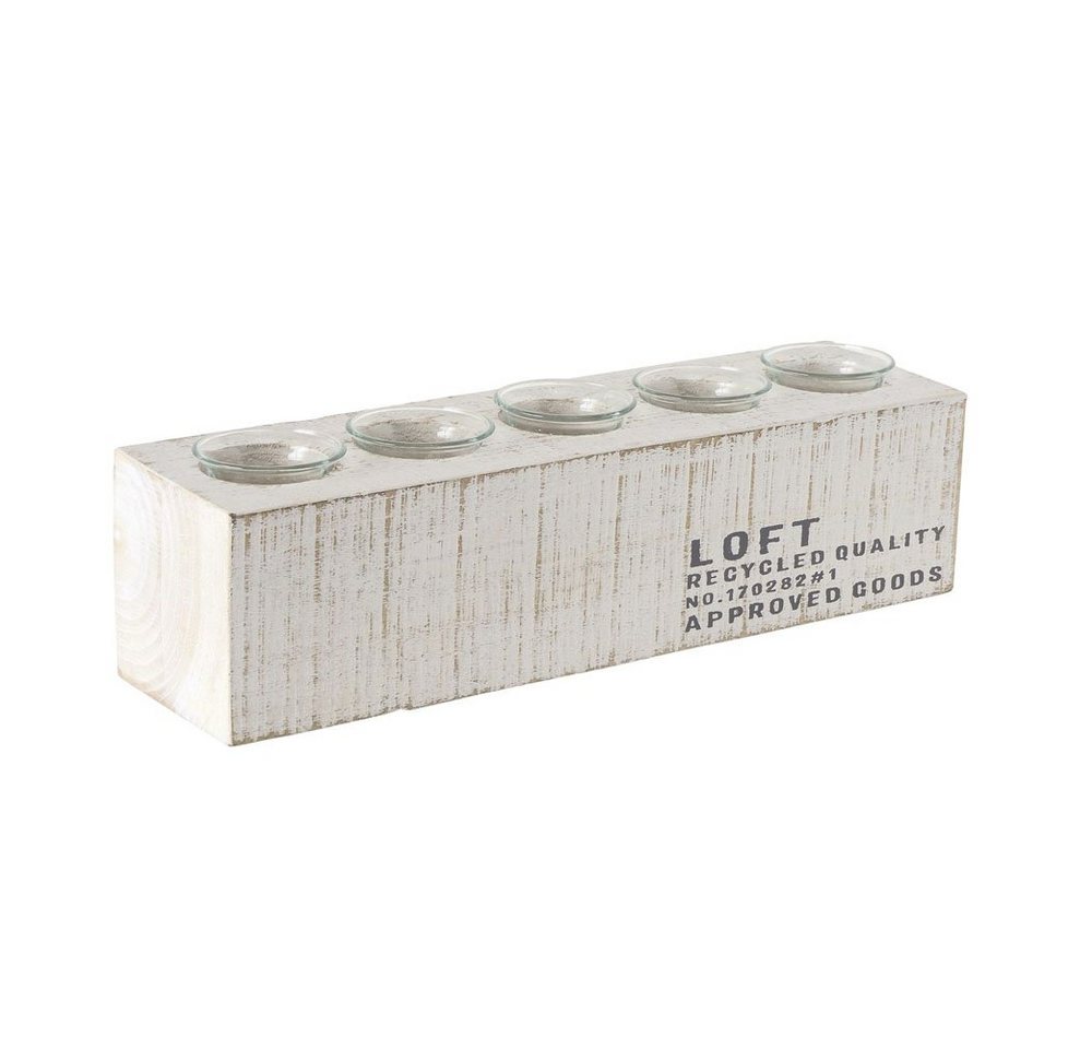 BOLTZE Teelichthalter Teelichthalter LOFT weiß aus Holz Klotz mit 5 Teelichtgläsern L38cm BOLTZE Teelichthalter Teelichthalter LOFT weiß aus Holz Klotz mit 5 Teelichtgläsern L38cm von BOLTZE