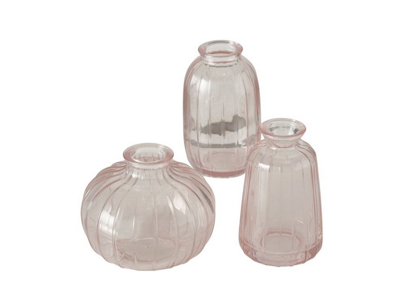 BOLTZE Tischvase Dekovase im 3er Set aus Glas 3 Formen Oval, Flasche und Rund - Rosa von BOLTZE