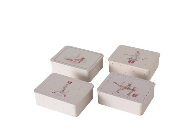 BOLTZE Vorratsdose 4er-Set Vorratsdose aus Blech, Keksdose, Mietzi 12cmx9cmx4cm, (4-tlg) von BOLTZE