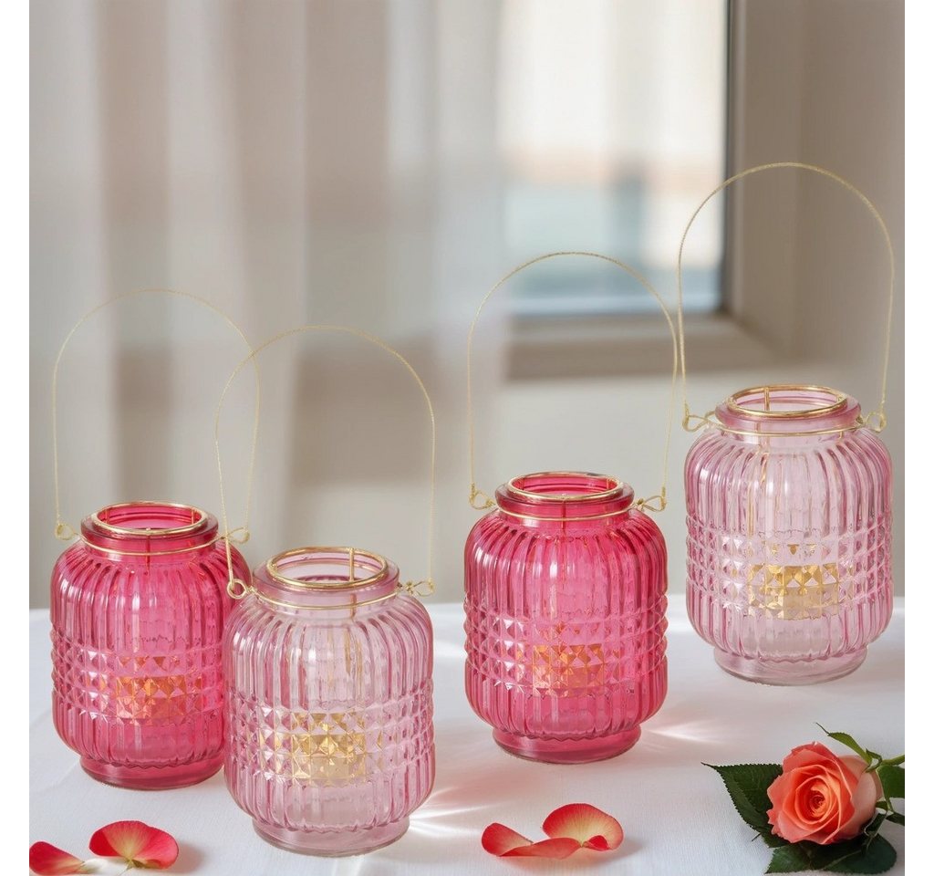 BOLTZE Windlicht 3er Set Teelichthalter Glas 13cm - Kerzenständer & Windlichter Deko (4 St), aus Glas von BOLTZE