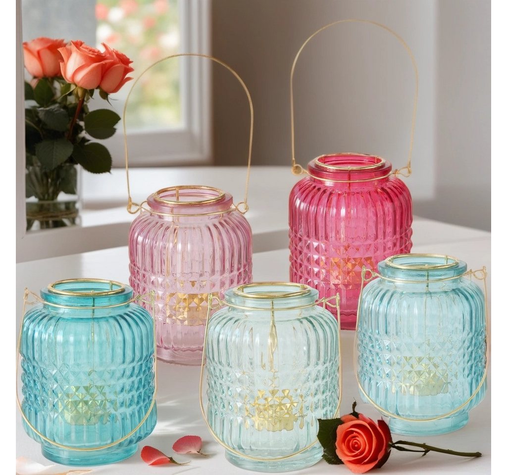 BOLTZE Windlicht 3er Set Teelichthalter Glas 13cm - Kerzenständer & Windlichter Deko (5 St), aus Glas von BOLTZE