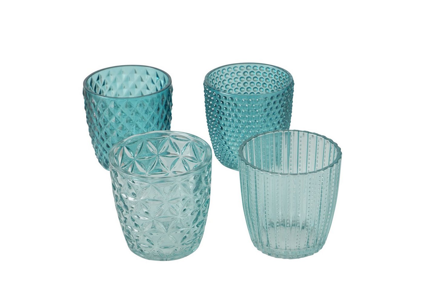 BOLTZE Windlicht 4er Set Vintage Teelichthalter Glas 7 cm - Kerzenständer & Windlichter (4 St) von BOLTZE