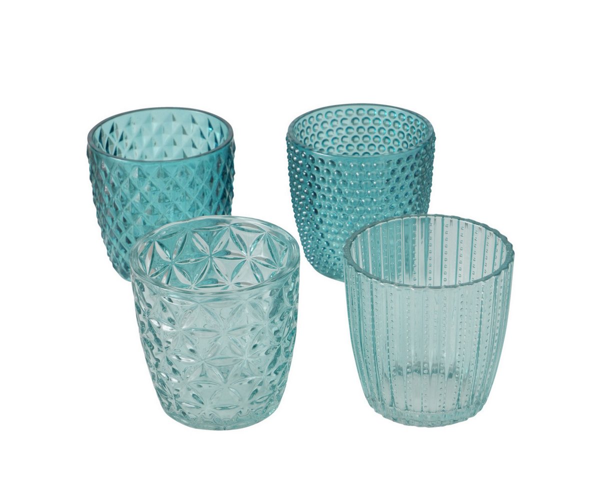 BOLTZE Windlicht Boltze Windlicht Set Marilu 4-teilig (Blau, Deko-GlŠser fŸr Kerzen) von BOLTZE