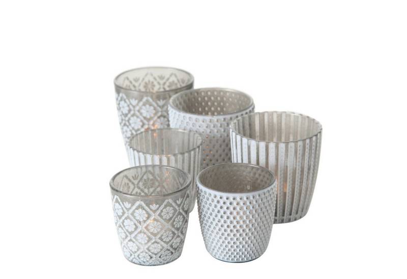 BOLTZE Windlicht Kerzenhalter Windlicht Patty grau, 6er-Set von BOLTZE