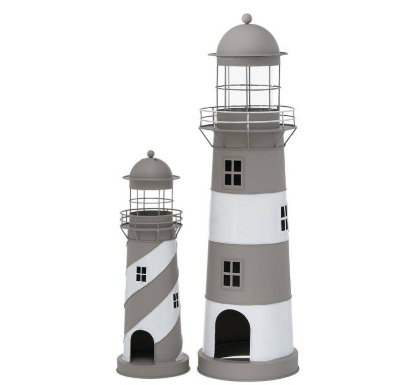 BOLTZE Windlicht Laterne Amrum Leuchtturm 2er Set, Grau/Weiß Windlicht Maritimes Design BOLTZE Windlicht Laterne Amrum Leuchtturm 2er Set, Grau/Weiß Windlicht Maritimes Design von BOLTZE
