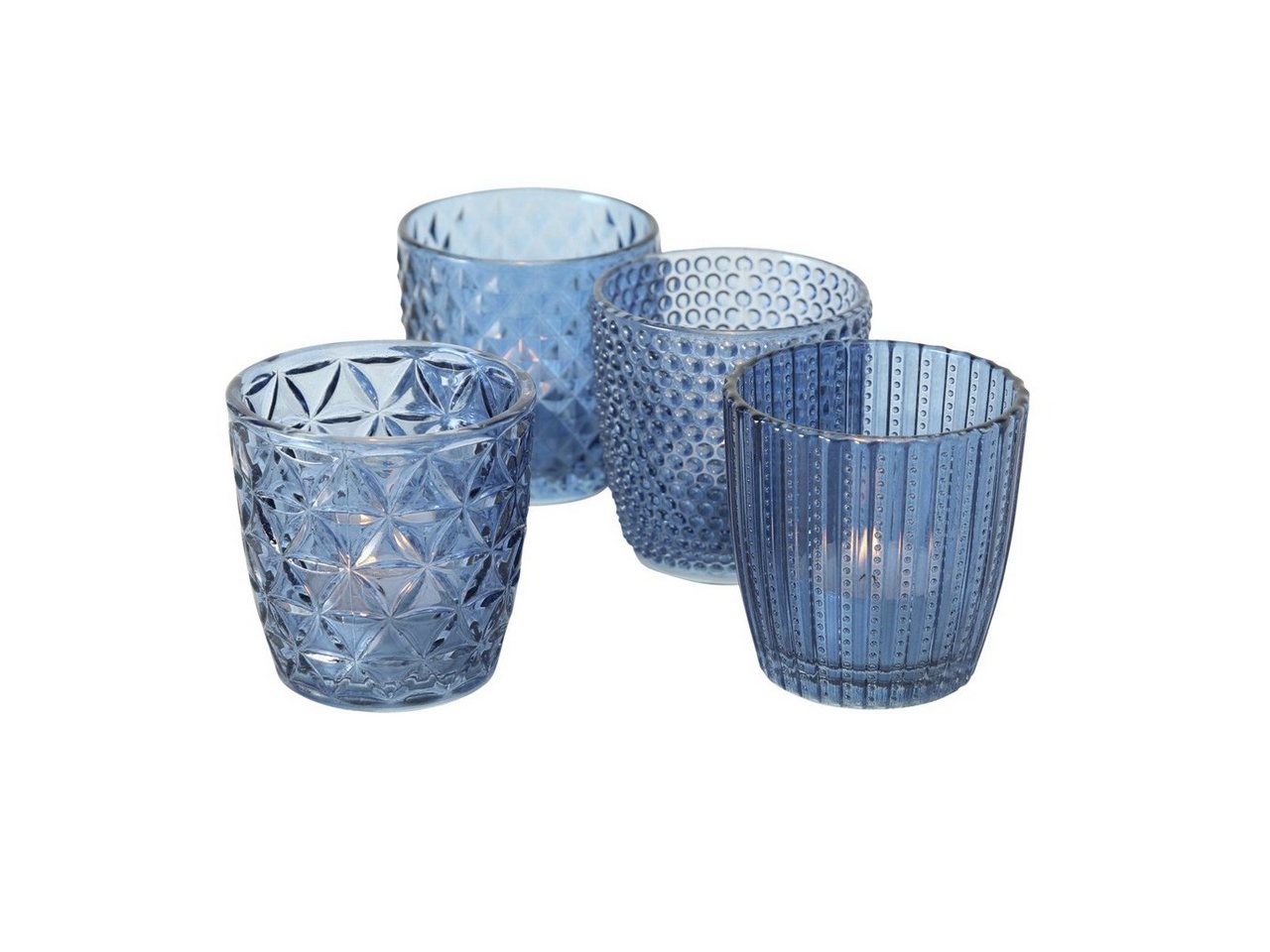 BOLTZE Windlicht Set Marilu 4-tlg blau Deko-Gläser Kerzenständer Ã¸ 8 von BOLTZE