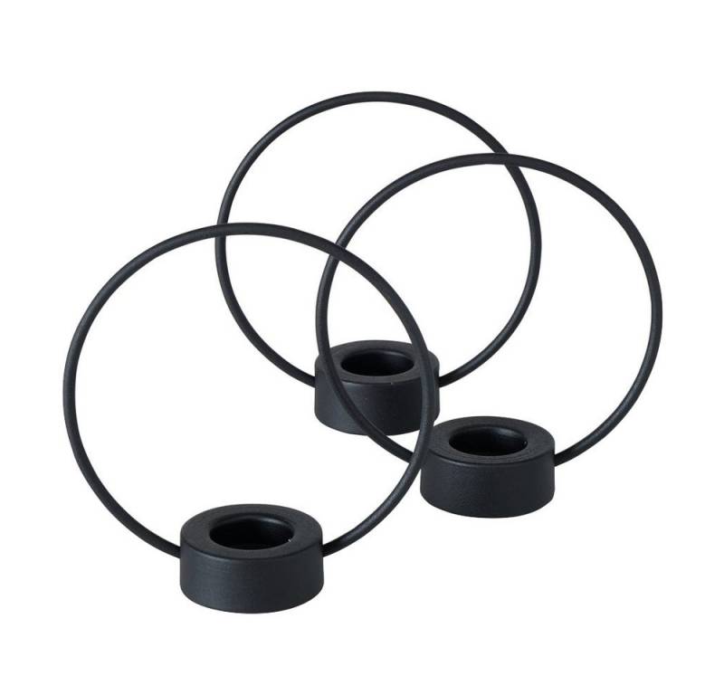 BOLTZE Windlicht Teelichthalter CIRCLE schwarz matt aus Metall Kreis mit Teelichthalter von BOLTZE