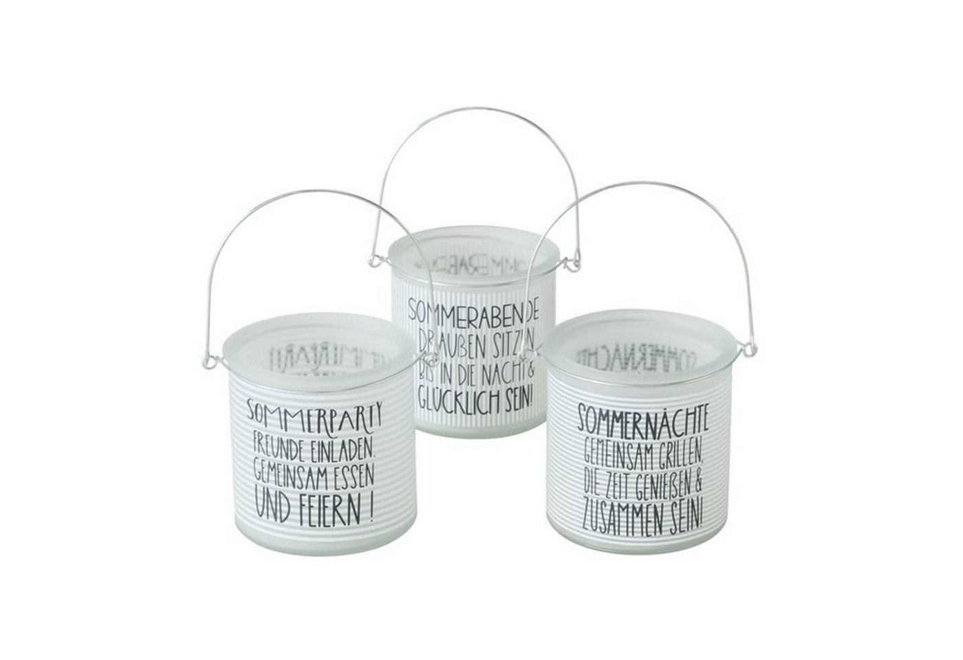 BOLTZE Windlicht Windlicht im 3er Set Sommerparty aus Glas Bedruckt mit Spruch von BOLTZE