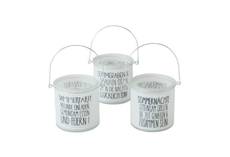 BOLTZE Windlicht Windlicht im 3er Set Sommerparty aus Glas Bedruckt mit Spruch von BOLTZE
