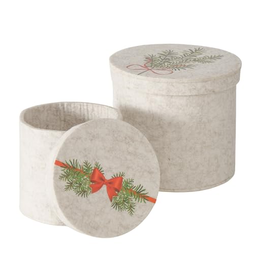 Boltze Box Noelle, 2 teilig (Höhe 14-17 cm, Durchmesser 16-20 cm, aus Polyester, mit Motiv, Dekoboxen, Aufbewahrungskisten) 2061909 von BOLTZE