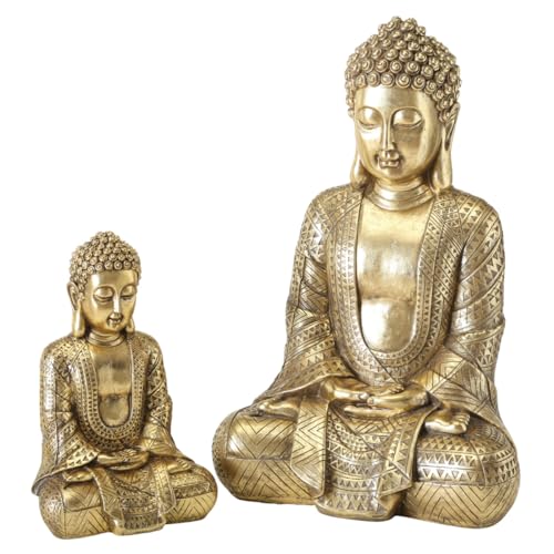 Boltze Jarven (Buddha, Höhe 39 cm, Farbe Gold, für den Indoorbereich, Dekofigur, Dekoaufsteller, Dekoration) 1013248, Normal von BOLTZE
