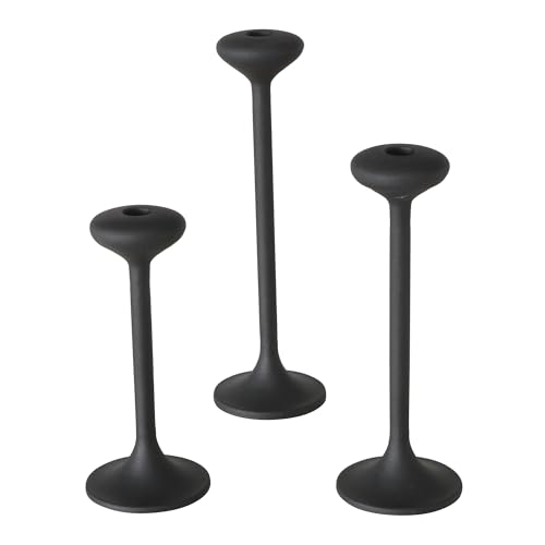 Boltze Kerzenleuchter Leos (3-tlg., schwarz, handgearbeitet, modernes Design, für Stabkerzen, Kerzenhalter, Kerzenständer, Kerzen Zubehör) 2039813 von BOLTZE