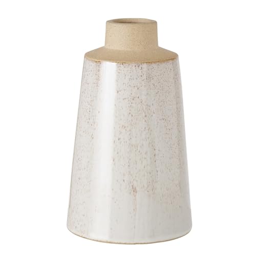 Boltze Vase Catrinia (Gefäß in Beige & Hellgrau, Matt, aus Steingut, 12 x 12 x 19 cm Blumenvase) 2026124 von BOLTZE