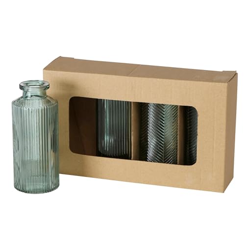 Boltze Vase Panja (Gefäß in Grün 4-teilig, aus lackiertem Glas, 6 x 6 x 13,8 cm Blumenvase) 2005929 von BOLTZE