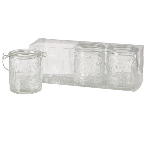 Boltze Windlicht Country (Glas, 3-tlg., transparent, 7 cm Höhe, modernes Design, Garten Deko, Tisch Deko, Windlicht, Teelicht Glas) 6067100 von BOLTZE