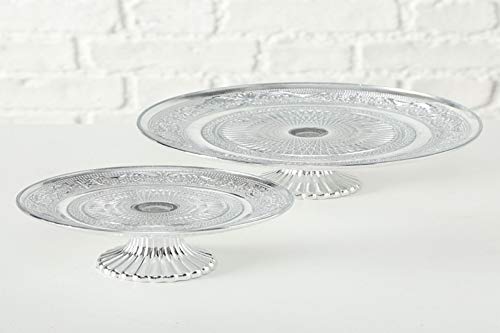 Deko-Tortenplatte Relief D18cm silber Glas lackiert von BOLTZE