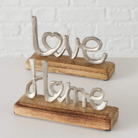 Dekoaufsteller Schriftzug Love Home H 11 cm Mangoholz Aluminium 2er Set Dekoaufsteller Schriftzug Love Home H 11 cm Mangoholz Aluminium 2er Set von BOLTZE