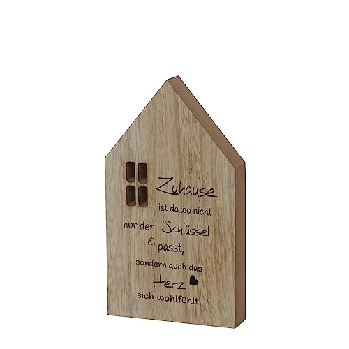 Dekoaufsteller ZUHAUSE aus Holz Schild H20cm Holzhaus mit Spruch - BRAUN von BOLTZE