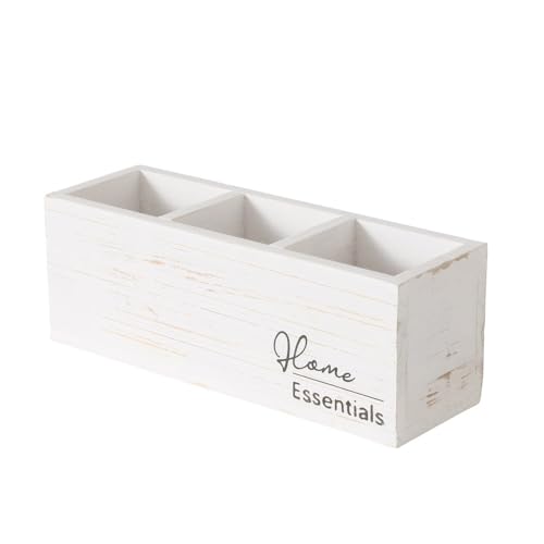 Holzbox Home Essentials weiß Box aus Holz mit 3 Fächern Besteckhalter von BOLTZE