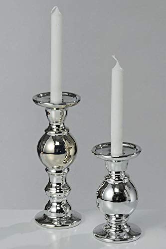 Kerzenständer, Kerzenhalter Adelia in Silber aus Dolomit, 1 Stück, Höhe ca. 17 cm von BOLTZE