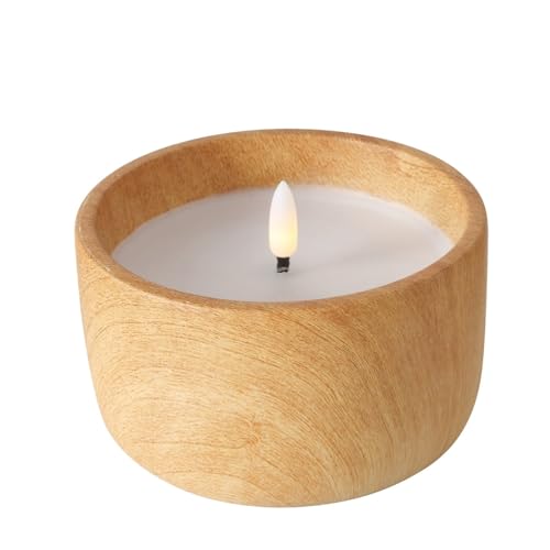 LED-Kerze Yuna Höhe 8 cm x 12 cm Beton, Wachs, Natur, Weiß von BOLTZE