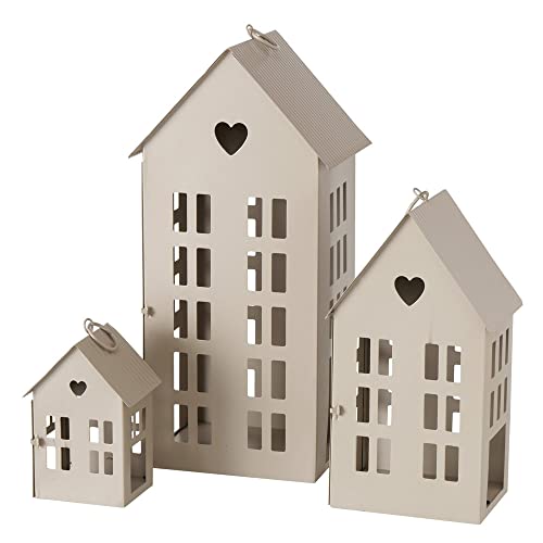 Laterne HERZENSHAUS beige Haus aus Metall Lichterhaus mit Herzausschnitt - KLEIN von BOLTZE