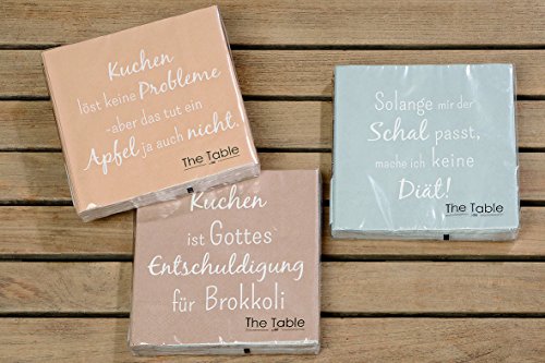 Papierservietten 3er Set Spruch VPE 20 Stück 3-lagig 33 x 33 cm von BOLTZE