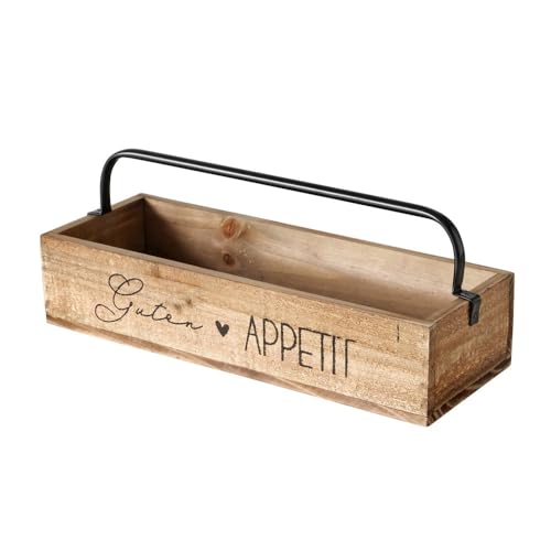 Tablett Appetit braun schwarz aus Holz und Metall Holzbox Küche Holzkiste Gewürze von BOLTZE