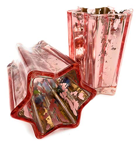 Teelicht Stern Glas Crackle Rosa Kupfer 2 er set Unikat Handarbeit 10 cm h Teelicht Stern Glas Crackle Rosa Kupfer 2 er set Unikat Handarbeit 10 cm h von BOLTZE