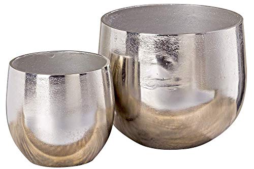 Boltze Pflanztopf Flaire 2-teilig (ø 14 cm / 19 cm, Blumentöpfe aus Metall / Aluminium, klassisches Design, Töpfe für Zimmerpflanzen) 3833500, Silber von BOLTZE