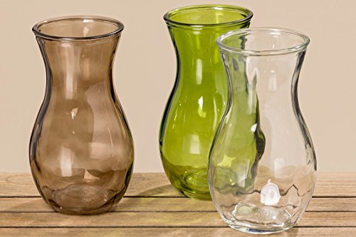 Vase Glas grün braun klar, H 23 cm 3er Set von BOLTZE