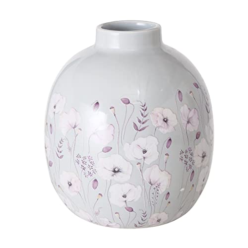 Vase Sarah Keramik Höhe 17 cm hellgrau helllila weiß, Floral Vase Sarah Keramik Höhe 17 cm hellgrau helllila weiß, Floral von BOLTZE