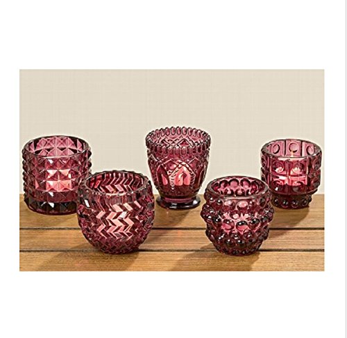 Windlicht Glas lackiert rot Marsala H 7 cm 2er Set Windlicht Glas lackiert rot Marsala H 7 cm 2er Set von BOLTZE