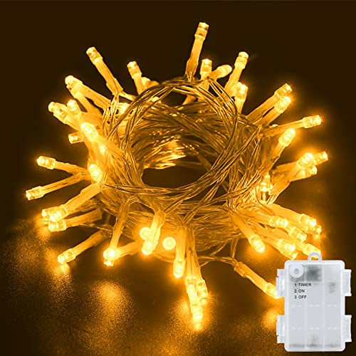 BOLWEO LED Lichterkette mit Batterie und Timer, 2m 20LED Warmweiß IP65 Wasserdicht Innen und Außen Lichterketten für Weihnachten,Halloween,Schlafzimmer,Party,Hochzeit von BOLWEO