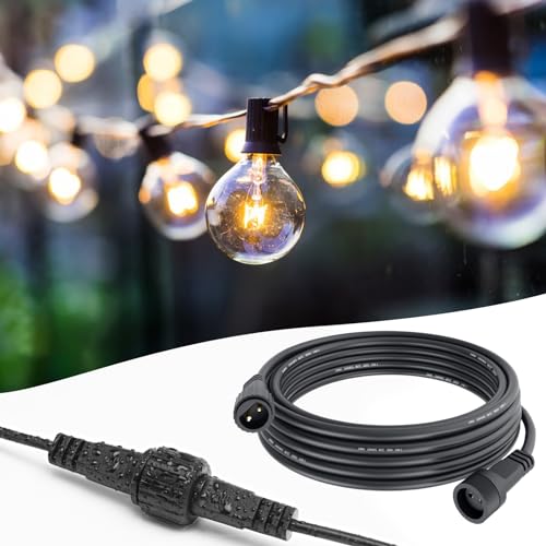 BOLWEO Verlängerungskabel für G40 Led Glühbirnen, 5M/16.4Ft IP65 Wasserdichte 2 Polig LED Lichterketten Verlängerung für G40 Globe Lichter,Langes Kabel für Gartenleuchte von BOLWEO