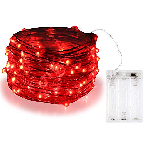 BOLWEO LED Lichterkette, 10Ft/3M 30Leds Weihnachtsschnur- Outdoor String Batterie Betrieben, Wasserdicht für Weihnachtsbaum CHRISTMAS, Festlich, HÄUSER ETC (Rot) von BOLWEO