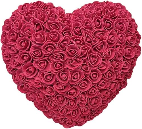 BOLYUM Künstliche Rosenherz, romantische Rosen, künstliche Blumen, Geschenke für Valentinstag, Hochzeit, Geburtstag, Muttertag, Jahrestag (weinrot) von BOLYUM