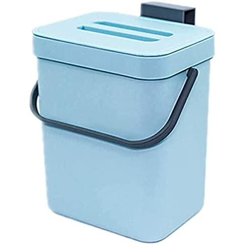 Küchen-Komposteimer, langlebiger Mülleimer für Schranktür mit abnehmbarem, luftdichtem Deckel, unter der Theke, für den Innenbereich, Küche, hängende Abfallbehälter (blau) von BOLYUM