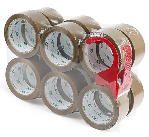 BOMEI PACK 12 Rollen 48mmx66m Braun Paketklebeband Klebeband Packband Paketband Verpackungsband Kartonband Standard 66m lang Verpackungsmaterial für Pakete und Karton von BOMEI PACK