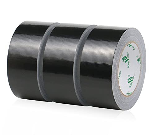 BOMEI PACK Panzertape extra stark, 32 m x 48 mm – Wasserdichtes Reparaturband für innen & außen gewebeverstärktes Reparaturband, 3 Rollen (schwarz) von BOMEI PACK