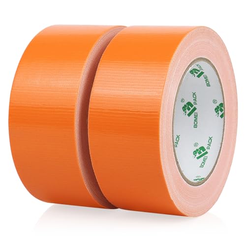 BOMEI PACK Orange Panzertape Wasserfest 50 mm x 30 m - 2 Rollen Orange Panzertape Gewebeklebeband - Gewebeband - Panzerband Extra Stark - Duct Tape - Wasserdichtes Klebeband von BOMEI PACK