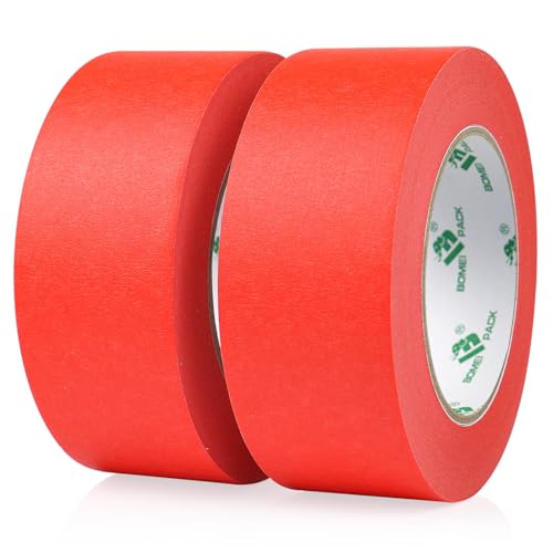 BOMEI PACK Rotes Malerband, 48 mm x 50 m, hinterlässt keine Rückstände, leicht zu entfernen, für Zuhause, Kunst, Büro, professionelle Handwerksdekoration von BOMEI PACK