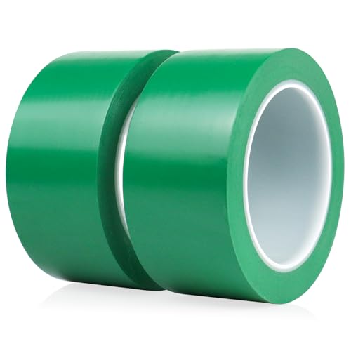 BOMEI PACK 2 Rollen 50mmx33m Selbstklebend Warnband Sicherheitsmarkierung Absperrband,Boden Markierungsband Grünes zur Markierung gefährlicher Bereiche von BOMEI PACK