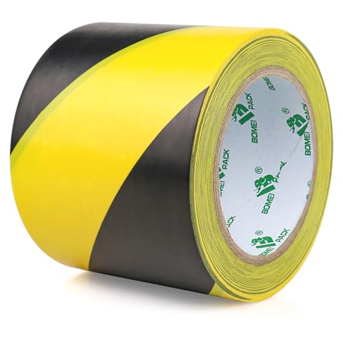 BOMEI PACK Warnklebeband Gelb Schwarz Warnband Gefahr Warnung PVC Für Bodenkennzeichnungen 33m (100mmx33m) von BOMEI PACK