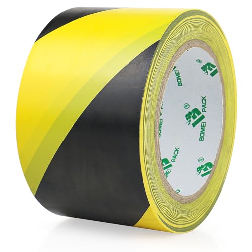 BOMEI PACK Warnklebeband Gelb Schwarz Warnband Gefahr Warnung PVC Für Bodenkennzeichnungen 33m (76mmx33m) von BOMEI PACK