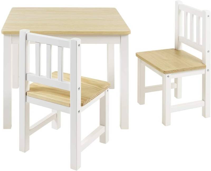 BOMI Kindersitzgruppe Holzsitzgruppe Amy, Kindertischgruppe aus Holz (Tisch und 2 Stühle, 3-tlg) von BOMI